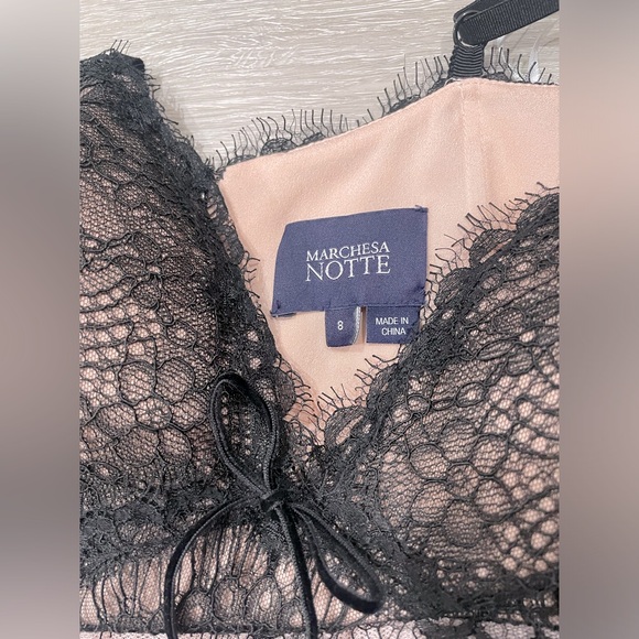 Marchesa Notte Black & Pink Laces Evening/Prom Dress Size 8 US - Picture 6 of 7